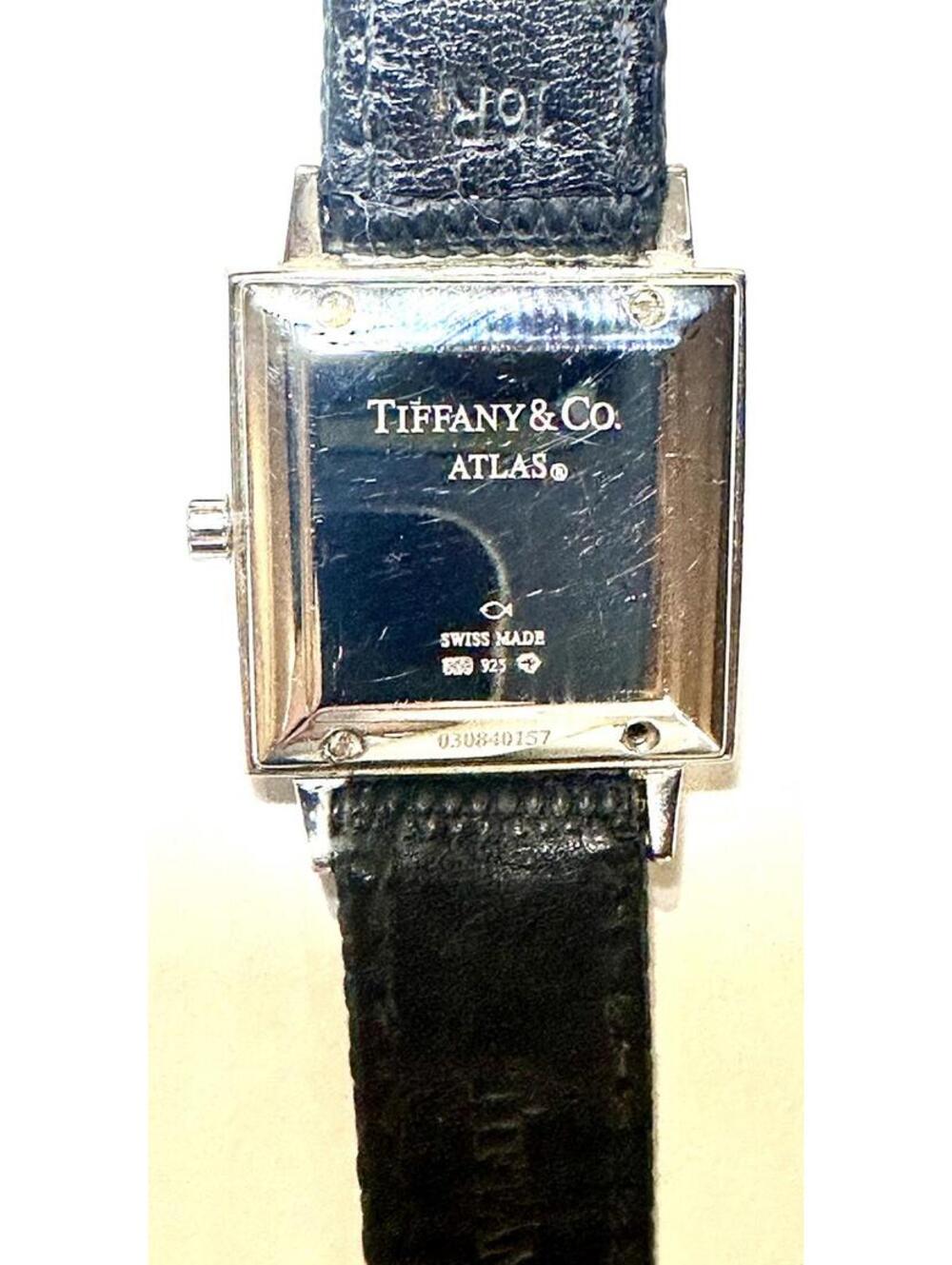 Tiffany Atlas Sterling Silver Ladies Watch Roman Numerals Lizard Strap Very Good - Picture 5 of 8